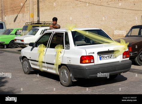 kia pride car prepared   wedding tehran iran stock photo alamy