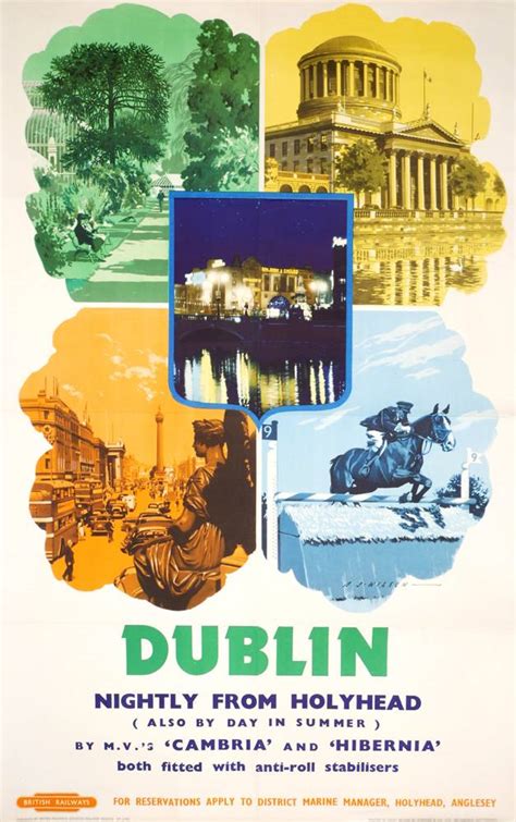 S British Railways Dublin Nightly From Holyhead Travel Poster At