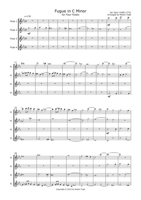 Fugue In C Minor For Four Flutes Arr Martin Todd Sheet Music Jan