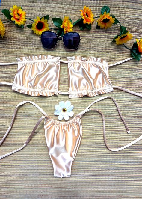 Satin Bikini Set With Padded Etsy Canada