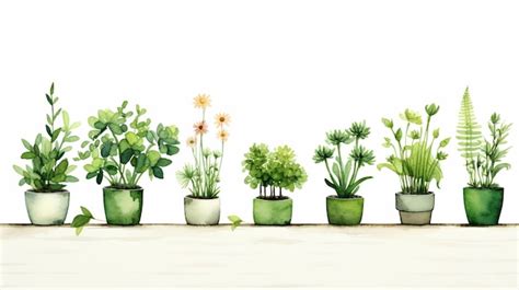 Premium AI Image | A set of plants painted in watercolor in clipart style