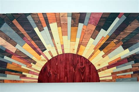 Sun Wood Art 60x20 Edge Of The Day 2D Or 3d Etsy Wood Wall Art