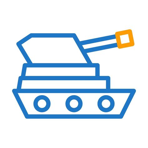 tanque icono duocolor azul naranja estilo militar ilustración vector