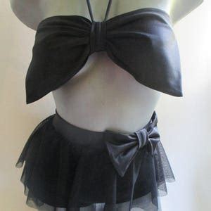 Peplum Bikini Set Bow Top Bikini Bottom Scrunch Bandeau Top Tulle Skirt Polka Dots Skirted Retro