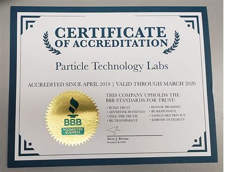 Particle Technology Labs Earns Better Business Bureau Accreditation