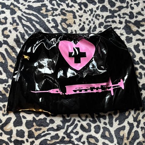 Latex Black And Hot Pink Miniskirt Super Cute Vinyl Depop