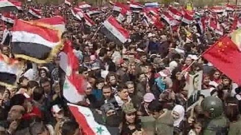 Pro Assad Rally In Syrian Capital Damascus BBC News