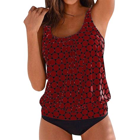 Clearance Yajing Full Cup Plus Size Swimsuit Red Xxxxl Women High Waisted Bikini Push Up Two