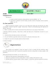 Slm Math Q W Pdf Mathematics Quarter Week Name Gr Sec