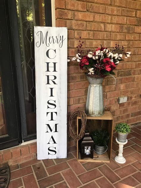 4 Christmas Porch Sign Vertical Porch Sign Merry Etsy