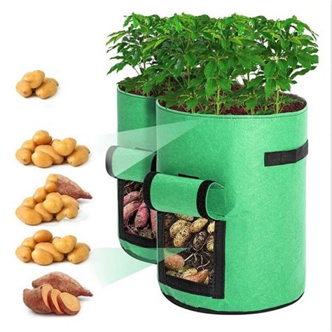 4710 Gallon Felt Fabric Potato Grow Bags With Handles Window Etsy
