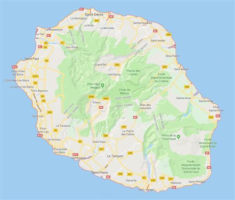 Carte De La Réunion La Réunion Cartes Des Villes Relief Politique