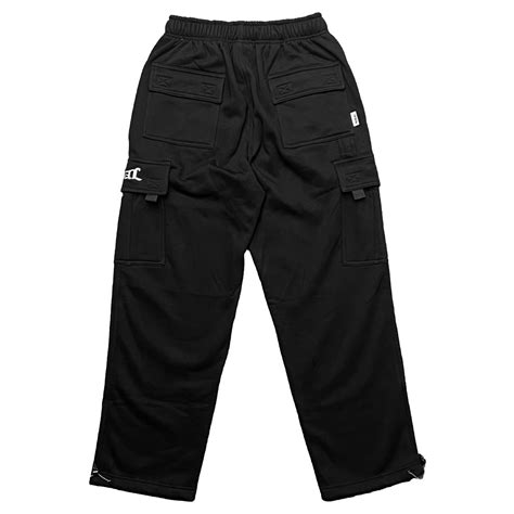 Black Baggy Heavyweight Cargo Fleece Pants Tribal Streetwear