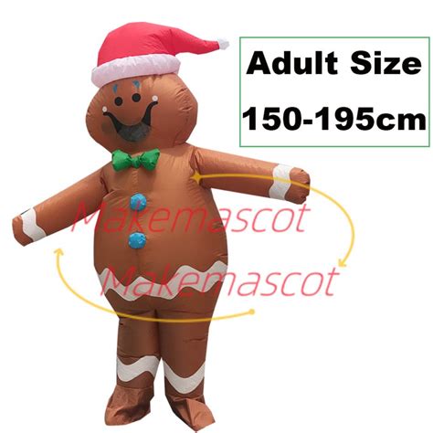 Christmas Gingerbread Man Inflatable Mascot Costume