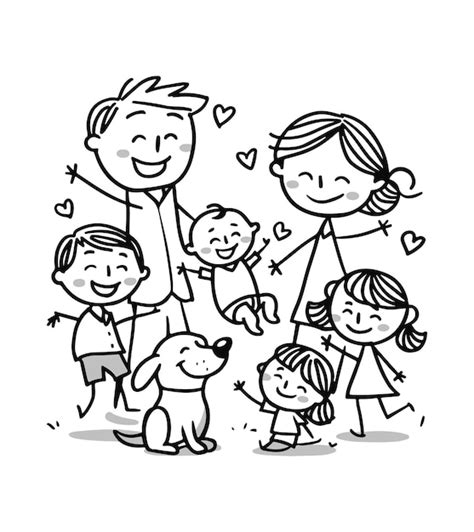 Familia Desenho Preto E Branco - Familia Desenho Preto Branco Imagens – Download Grátis no Freepik
