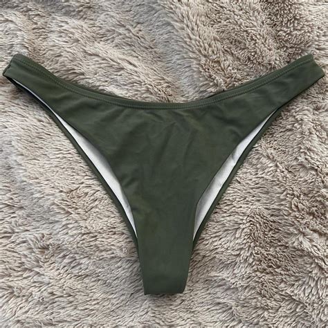 Medium Olive Green Cheeky Bikini Bottoms Bikini Depop