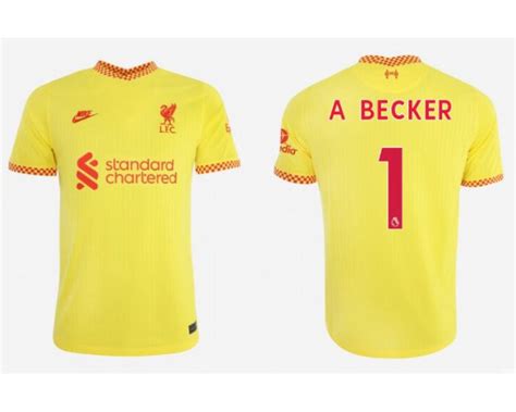 202122 Liverpool Third 1 Alisson Becker Authentic Yellow Jersey