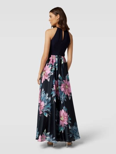 Jake S Cocktail Abendkleid Mit Floralem Muster Marine Melange Online