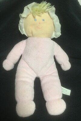 Eden Stuffed Baby Doll Terry Cloth Blonde Hair Blue Eyes Pink Gingham Bonnet Ebay Bunny