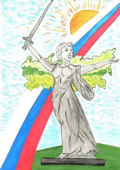 Рисунок Родина мать зовет для ребенка в школу и детский садик