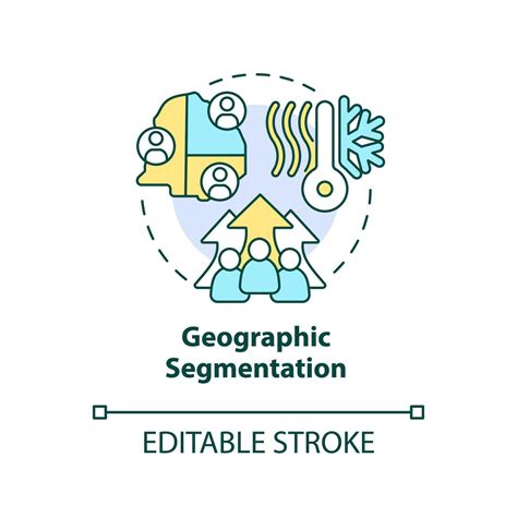 Geographic segmentation concept icons set. Region, country. Market