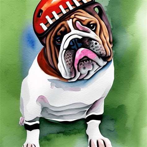 Funny Bulldog Wearing Football Helmet · Creative Fabrica