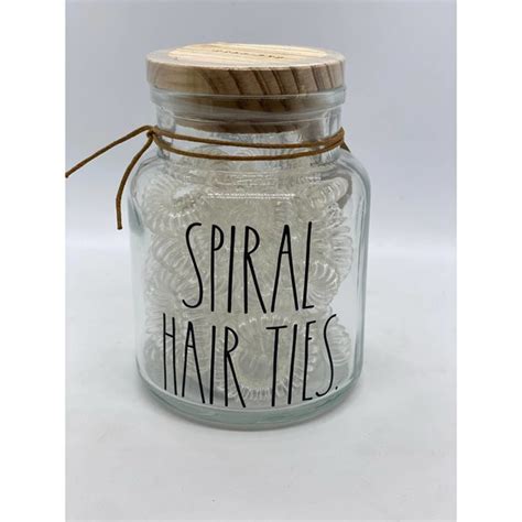 Rae Dunn Bath Rae Dunn Spiral Hair Ties Glass Jar Small Hair Coils