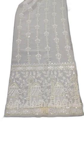 49inch White Heavy Embroidered Viscose Georgette Work At Rs 380 Meter