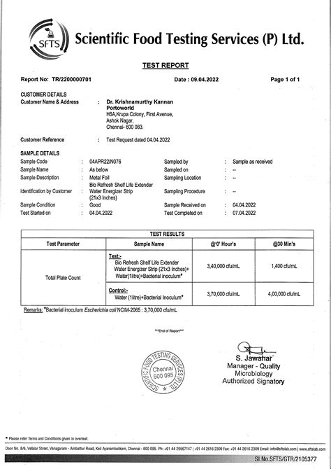 Certificates Shelf Life Shelf Life Extending Strip Aqua Breathe