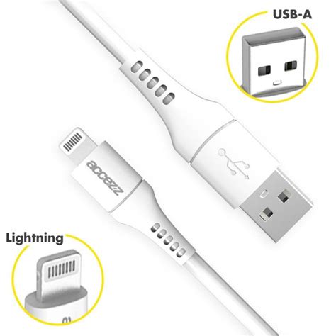 Accezz Lightning Naar Usb Kabel Mfi Certificering Meter Wit