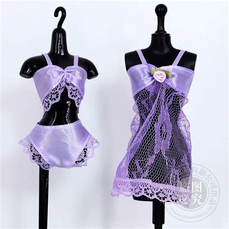 12 Pcs Lot 4Set Doll Pajamas Lace Lingerie Bra Underwear Night Dress Nightwear Bikini Clothes