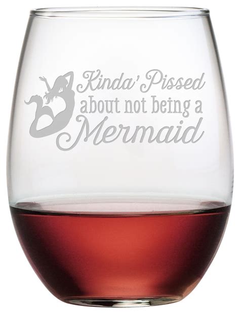 Want To Be A Mermaid Stemless Wine Glasses Set Of 4 Contemporary