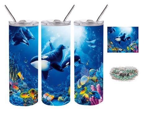 Whale Reef Digital Image For Sublimation 20oz Skinny Tumbler Digital Di Signs