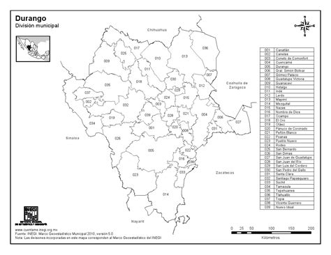 Mapa Para Imprimir De Durango Mapa De Municipios De Durango INEGI De