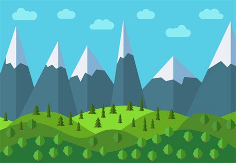 Paisaje De Dibujos Animados De Monta A Panor Mica Vectorial Paisaje