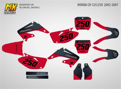 Наклейки Honda Cr 125 Cr 250 2002 2007 Серия Red Cells Mx Graphics