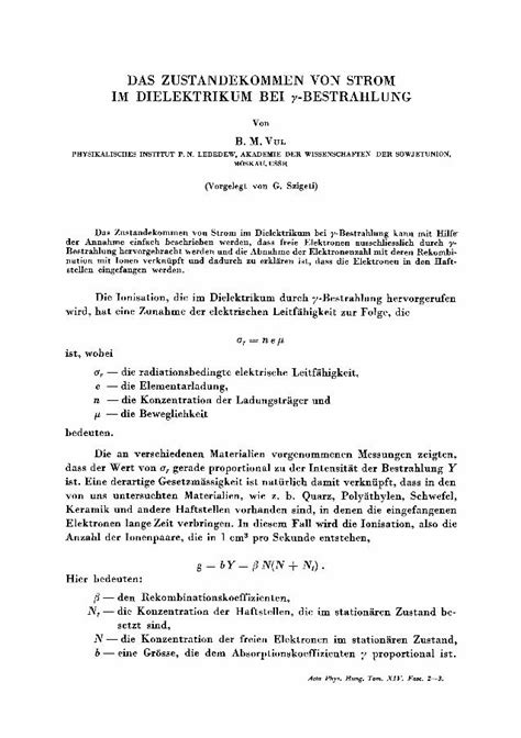 PDF Das Zustandekommen von Strom im Dielektrikum bei γ Bestrahlung