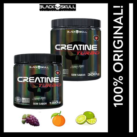 Creatina Black Skull Creatine Turbo 300G 150G Caveira Preta Faz A Boa