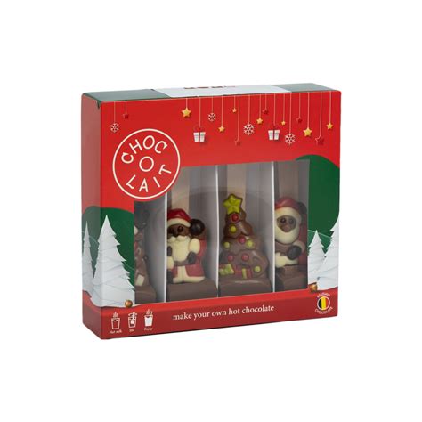 Christmas Hot Chocolate Gift Set MoMe Choc O Lait Spoon Christmas 4 X 43 G Coffee Friend