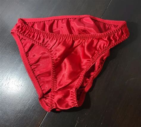Satin Red Bikini Panties Rare Shiny Shimmery Delicate Gem