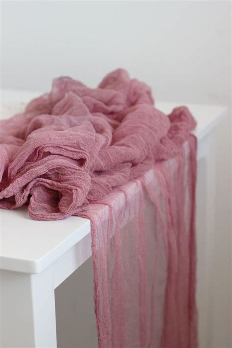 Dusty Rose Hand Dyed Gauze Runner Wedding Centerpieces Rustic Runner