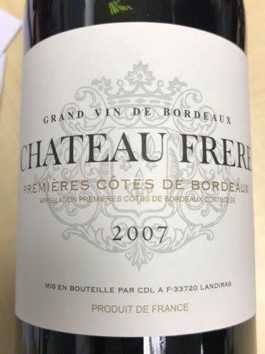 2007 Château Frere Premières Côtes de Bordeaux Vivino US