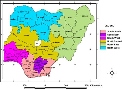 Map Of Nigeria Showing All Study Locations In All 6 Regions Reproduced