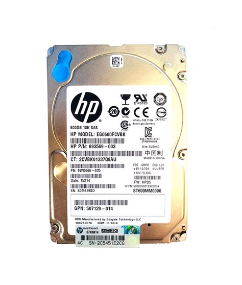 EG0600FCVBK - HP 600GB 10000RPM SAS 6Gb/s NHP Hot-Swappable Dual Port ...