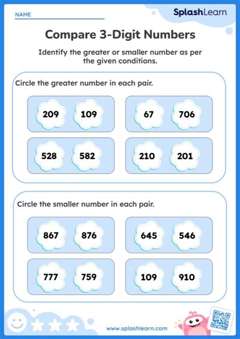 Identify The Greater Or Smaller Number Within 1000 — Printable Math