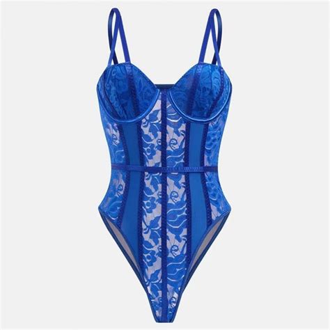 Women S Adjustable Spaghetti Straps Bodysuit Floral Lace Lingerie