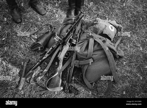 Soviet Russian Military Infantry Ammunition On Ground World War Ii