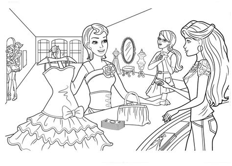 Desenho de Barbie e as Fadas da Moda costurando para colorir - Tudodesenhos