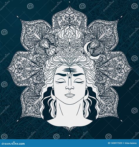 Shiva Portrait On Magical Mandala Vector Illustration CartoonDealer