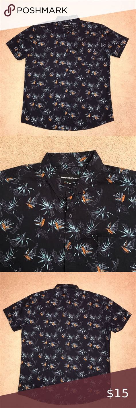 Molokai Surf Co Mens Hawaiian Shirt Navy Hawaii Shirt Men Mens